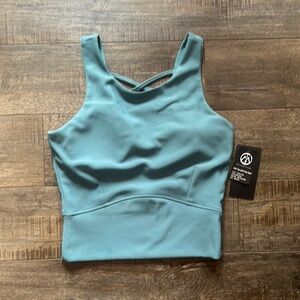 NWT Move Theology Teal Cross Back Athletic Tank Top Medium